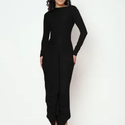 SHOWOFFFF Black Solid Dress-image-60