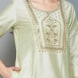 Melange by Lifestyle Mint Green Embellished Straight Kurta image 5