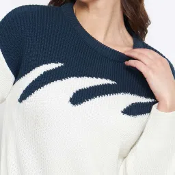 Camla White & Navy Color-Block Sweater image 5
