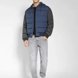 American Eagle Navy Regular Fit Quilted Hooded Jacket image 5