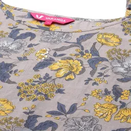 Varanga Grey Cotton Floral Print Anarkali Kurta image 5