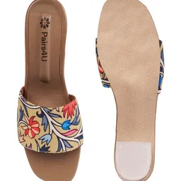 Pairs4U Women Floral Printed Block Heel Sandals image 2