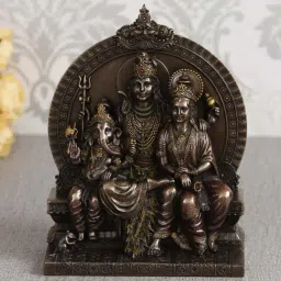 eCraftIndia Lord Shiva Parivar Sitting on Singhasan Cold Cast Bronze Resin Decorative Figurine-image-8