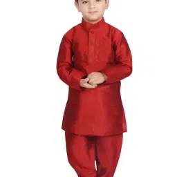SG Yuvraj Kids Maroon Solid Kurta with Pyjama-image-15
