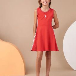 U.S. Polo Assn. Girls Red Solid Fit And Flare Dress-picture-4