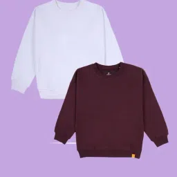 Kiddopanti Boys Wine and White Sweatshirt - Pack of 2-image-6