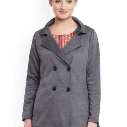 Belle Fille Dark Grey Textured Coat-picture-36