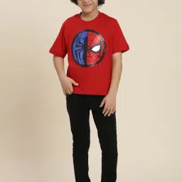 Kidsville Spiderman Embellished Red Regular Fit T-Shirt For Boys image 5