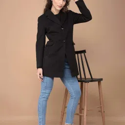 Crimsoune Club Black Plain Longline Overcoat image 5