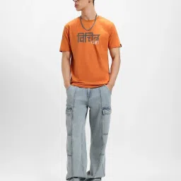 Bewakoof Orange Regular Fit Printed T-Shirt image 5
