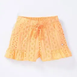 Ed-a-Mamma Kids Yellow Cotton Embroidered Shorts-image-37