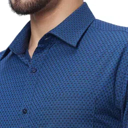 Raymond Bright Blue Cotton Slim Fit Texture Shirt image 5