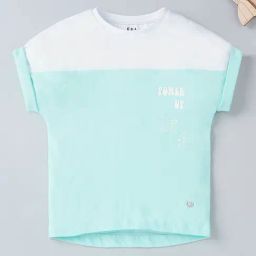 Ed-a-Mamma Kids Aqua Blue Color Block T-Shirt-picture-3