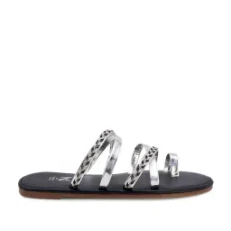 Madras Trunk Women's Mittai Silver Toe Ring Sandals-image-0