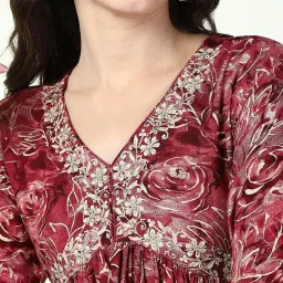 showoffff SHOWOFF Red & White Embroidered Kurta image 5