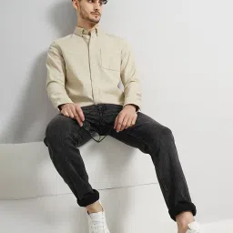 celio celio* Beige Regular Fit Cotton Oversized Shirt image 5