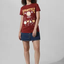 Only Brown Cotton Graphic Print T-Shirt image 5