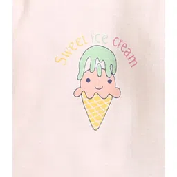 Bumzee Girls Peach & White Printed Full Sleeves Bodysuit With Pyjamas image 5