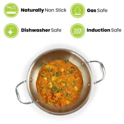 ALLO Silver Stainless Steel Induction Friendly Triply Kadhai (4 L) image 5