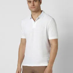 Peter England Grey Cotton Regular Fit Polo T-Shirt image 3