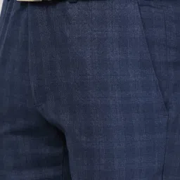 Raymond Blue Slim Fit Checks Trousers image 5
