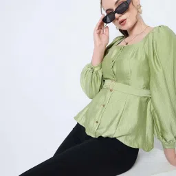 MADAME Green Plain Top image 5