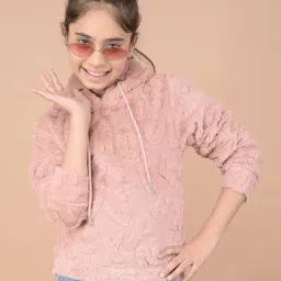 Crimsoune Club Girls Peach Self Full Sleeves Sweatshirt-image-44