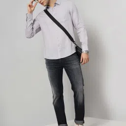 celio celio* Light Purple Regular Fit Linen Shirt image 5