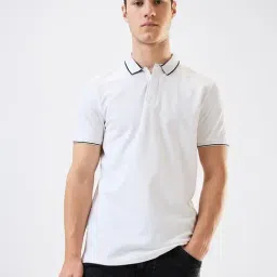 Spykar Men White Slim Fit Solid Half Sleeve Casual T-Shirt-picture-41