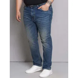 John Pride Dark Blue Regular Fit Lightly Washed Plus Size Jeans image 3