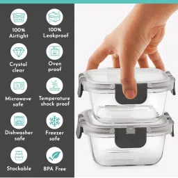 MAGNUS Solid Grey Borosilicate 320ml Lunch Box Set image 5