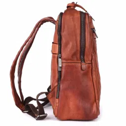 KOMPANERO Aaron Cognac Leather Solid Backpack image 5
