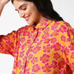 VASTRADO Orange Floral Shirt image 5