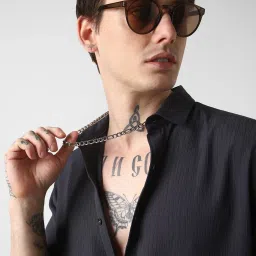 Vastrado Grey Relaxed Fit Self Pattern Shirt image 5