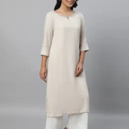 Aurelia Beige Regular Fit Solid Kurta image 5