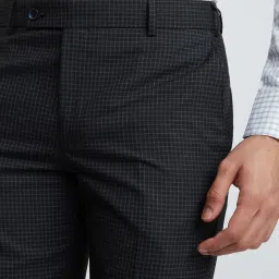 Park Avenue Grey Regular Fit Checks Trousers image 5