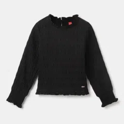 Blue Giraffe Girls Black Cotton Textured Full Sleeves 1 Top-picture-28