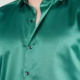 Almaty Green Cotton Slim Fit Shirt image 5