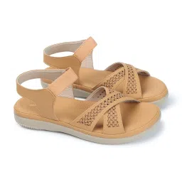 Trase Women's Beige Ankle Strap Wedges image 5