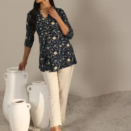 Libas Blue Floral Printed Kurti image 5