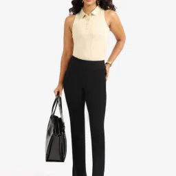 BlissClub Black Plain Mid Rise Pants image 5