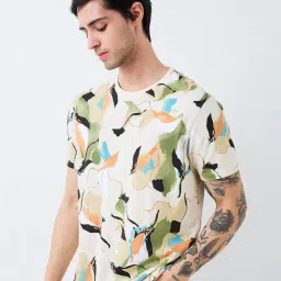 Spykar Men White Slim Fit Printed Half Sleeve Casual T-Shirt image 3