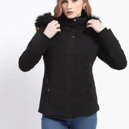 MADAME Black Regular Fit Puffer Jacket-image-31