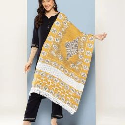 Aarika Mustard Wool Woven Design Stole-picture-9