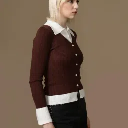 Kazo Brown Regular Fit Solid Top image 3