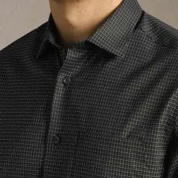 Louis Philippe Black Cotton Regular Fit Checks Shirt image 5