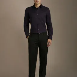 Louis Philippe Purple Cotton Regular Fit Solid Shirt image 4