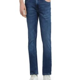 Parx Dark Blue Cotton Blended Slim Fit Jeans-picture-12