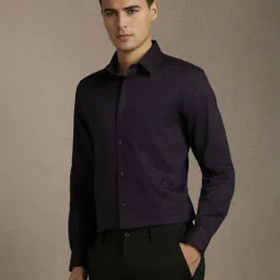 Louis Philippe Purple Cotton Regular Fit Solid Shirt image 3