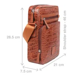 Hidesign Tan Textured Medium Cross Body Bag image 5